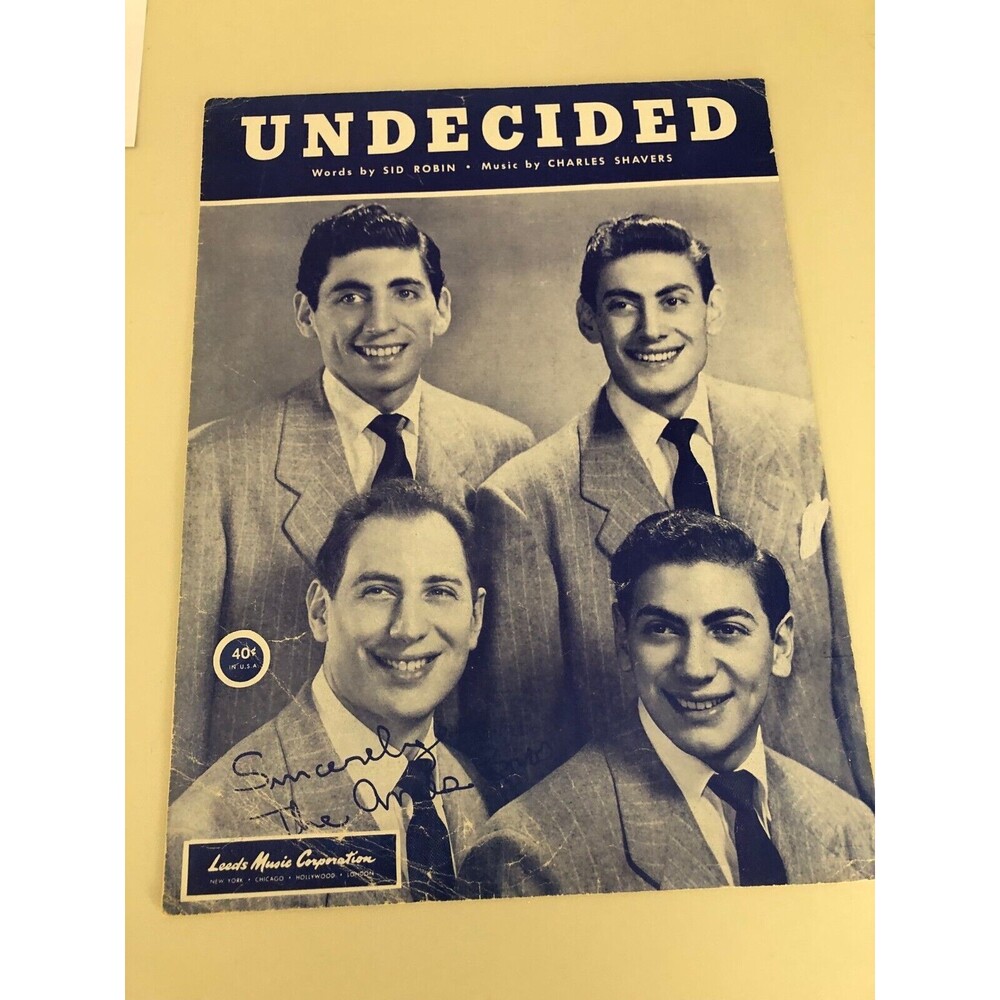 Undecided By Sid Robin‎ & Charles Shavers (1939) Ft. The Ames Bros. Sheet Music